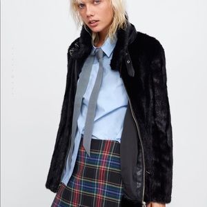 zara faux fur biker jacket